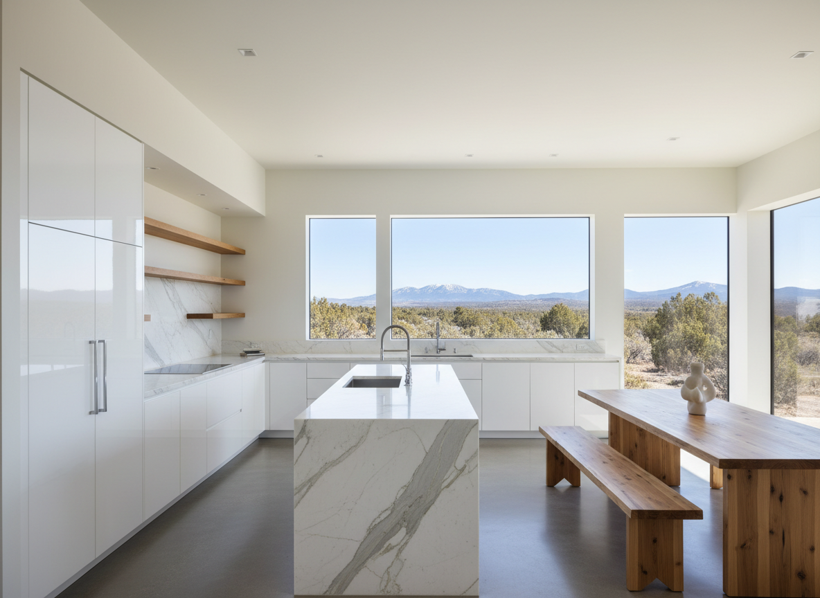High-gloss cabinet finish in modern luxury kitchen
