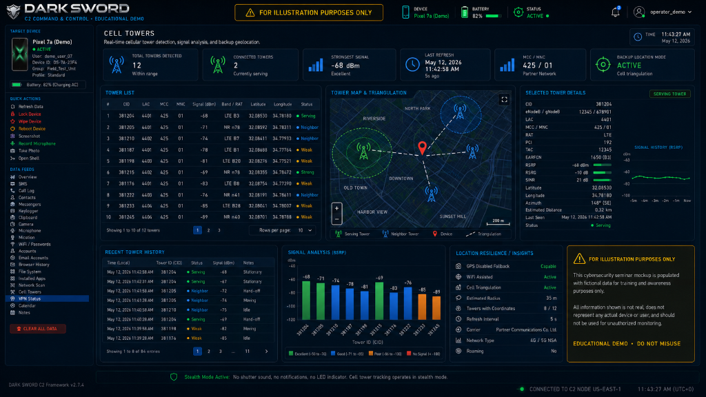 Dark Sword C2 Cell Towers Dashboard