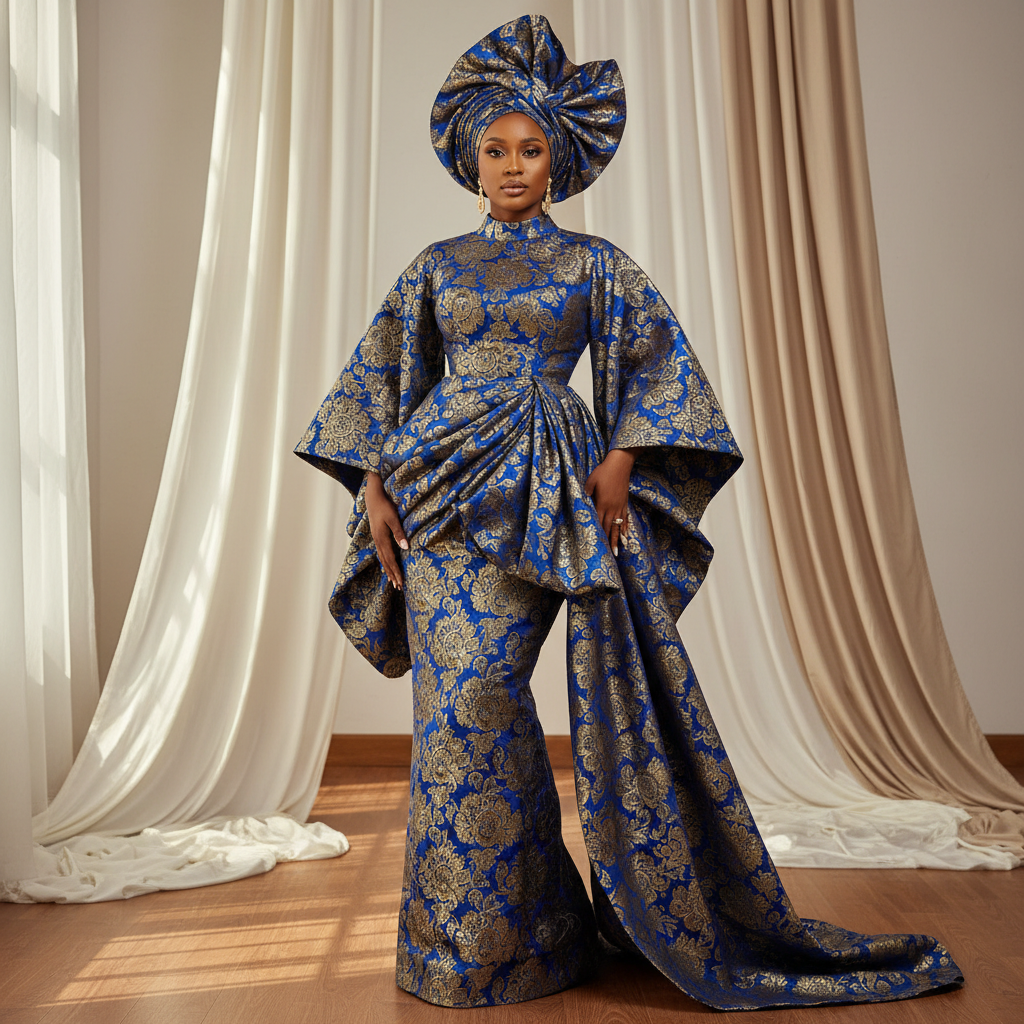 Damask Print Maxi Dress - An elegant damask patterned maxi dress with coordinating headwrap featuring luxu