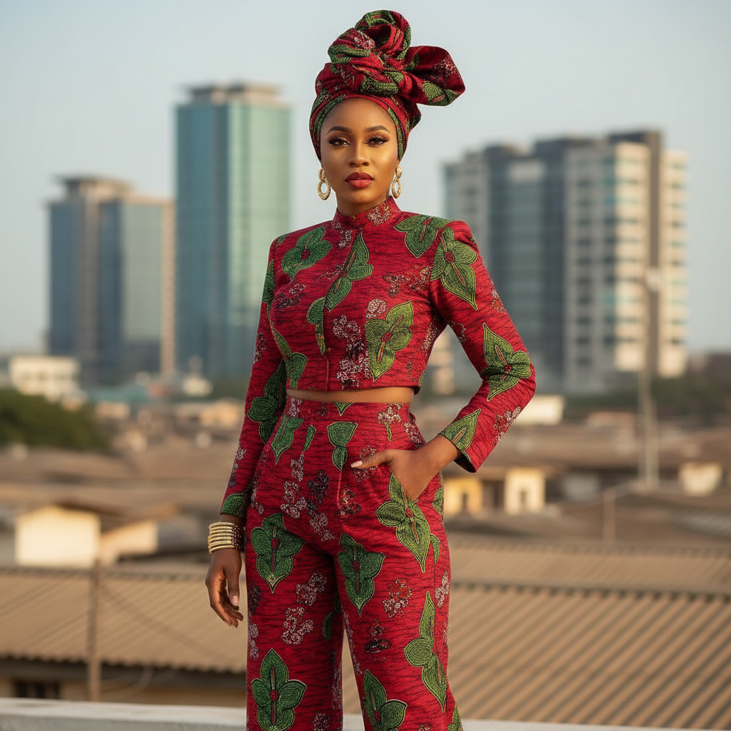 Red Blazer Tie Trouser Set - A sharp and structured three-piece set in bold tomato red: a fitted cropped blaz