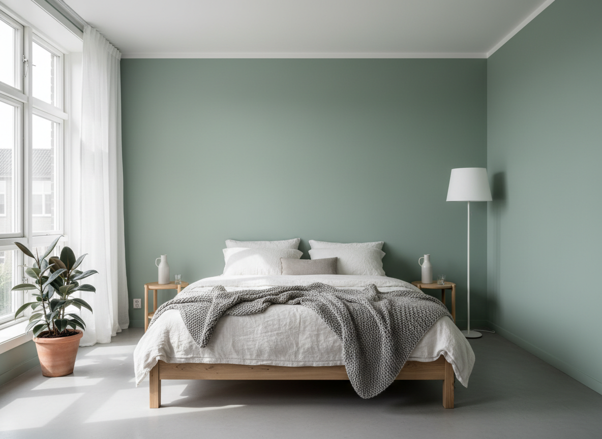 Schlafzimmer in Sage-Grün