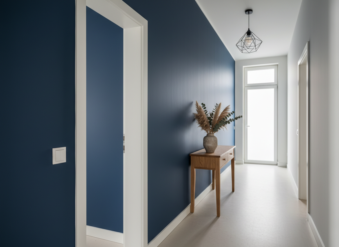 Indigoblaue Wandgestaltung