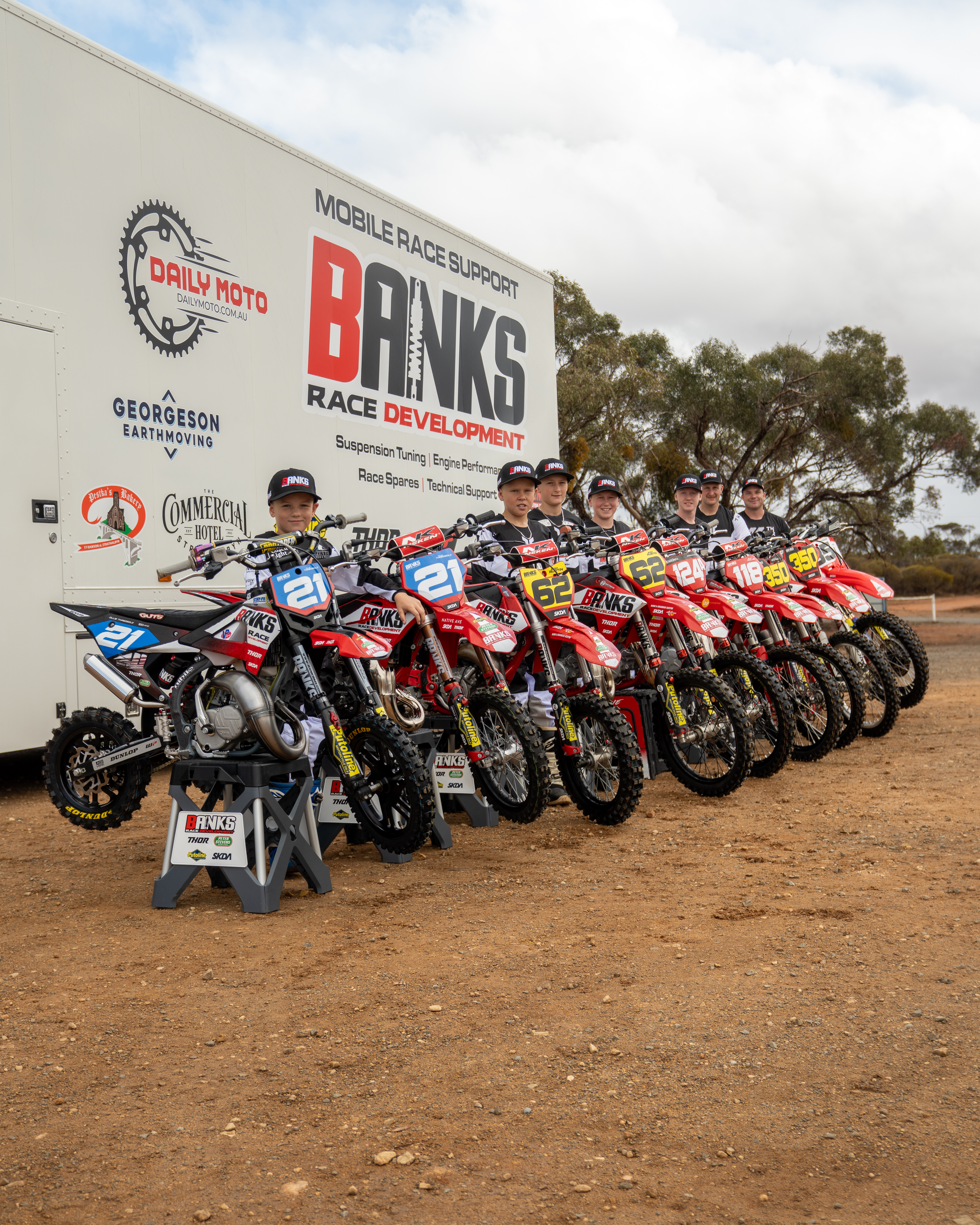 Banks Race Development mobile race support team and riders