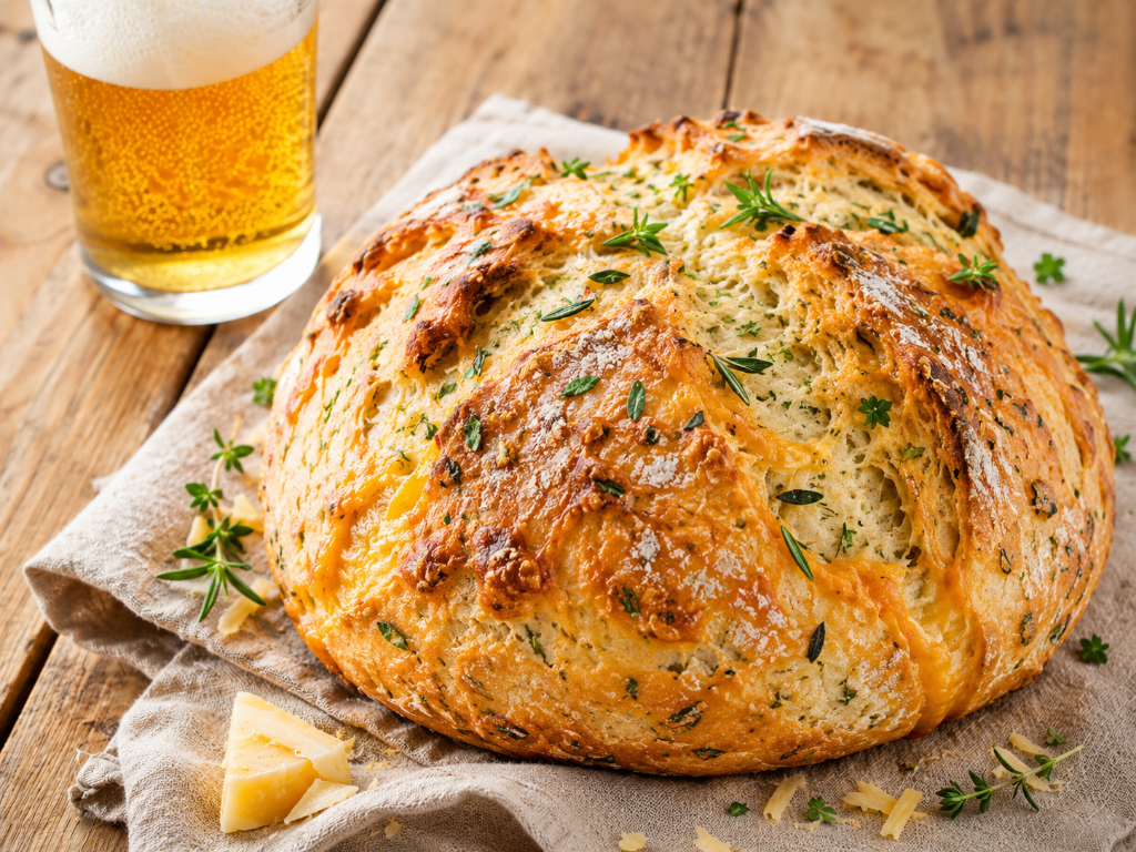 Pan de Cerveza con Queso y Hierbas