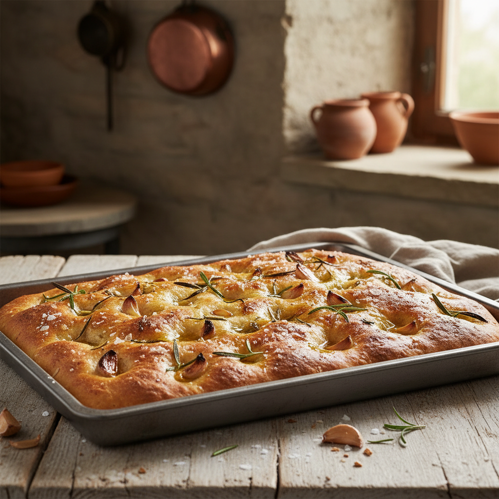 Focaccia de Ajo y Hierbas