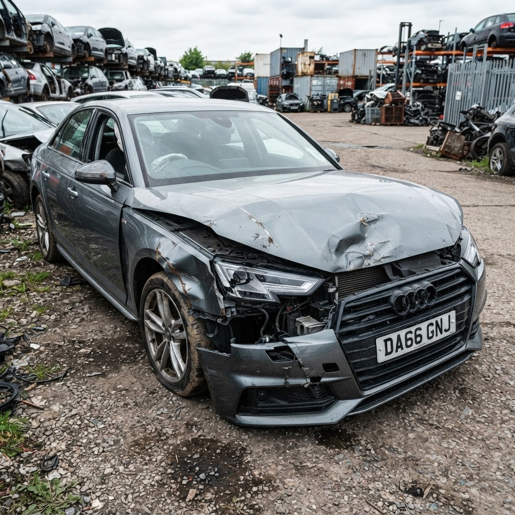 Audi A4 accidentée — moteur OK, choc avant
