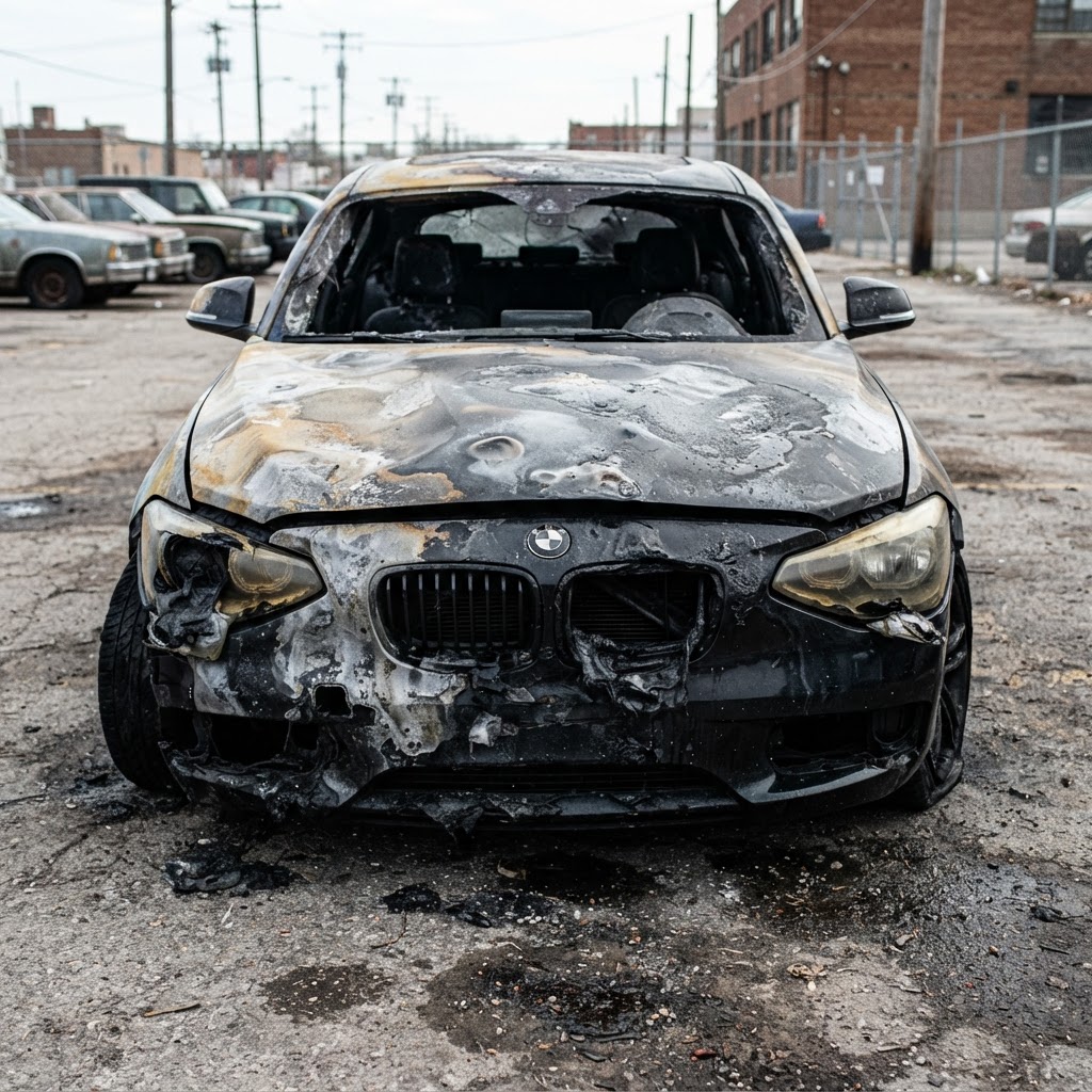 BMW Série 1 (F20) 120i 2017 — Incendie, pour pièces