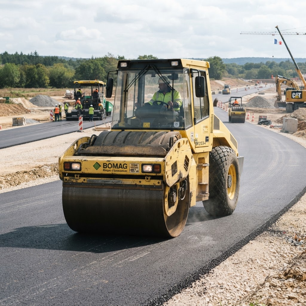 Rouleau compacteur — travaux publics