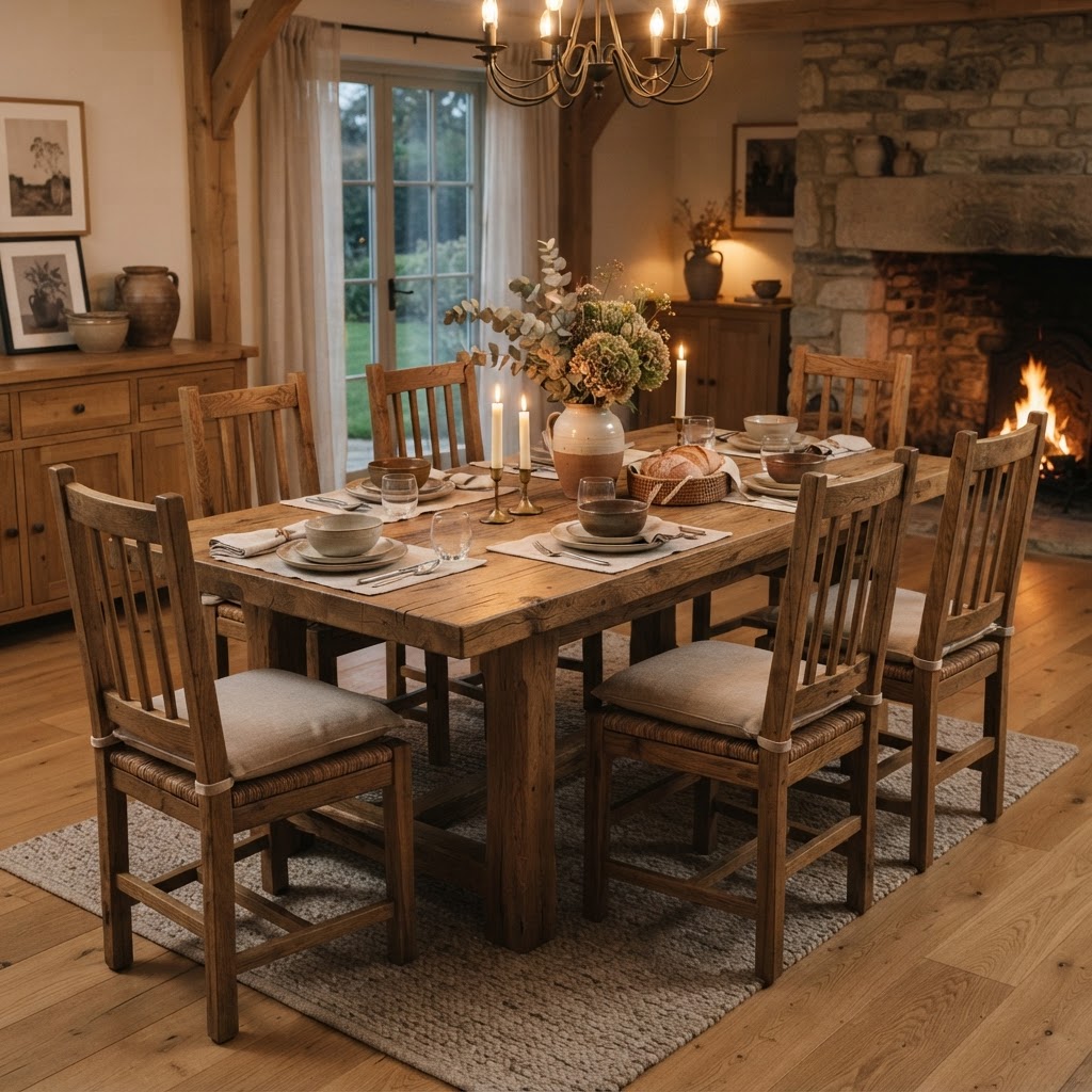 Table à manger en bois massif 6 personnes