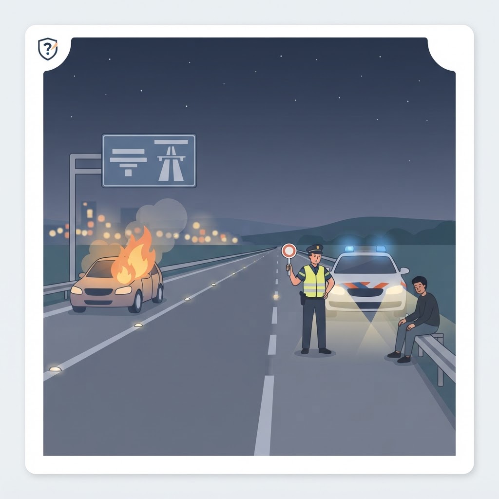 Drama op de A2: verdachte van autobrand eindigt in het ziekenhuis