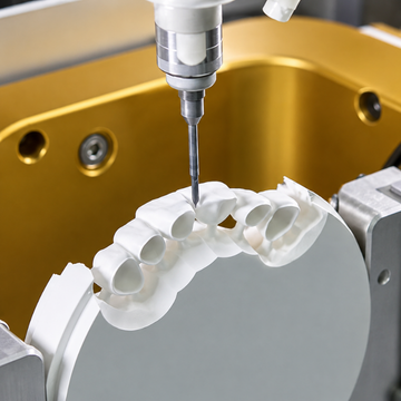 Zirconia milling in progress at Ceramic Lab