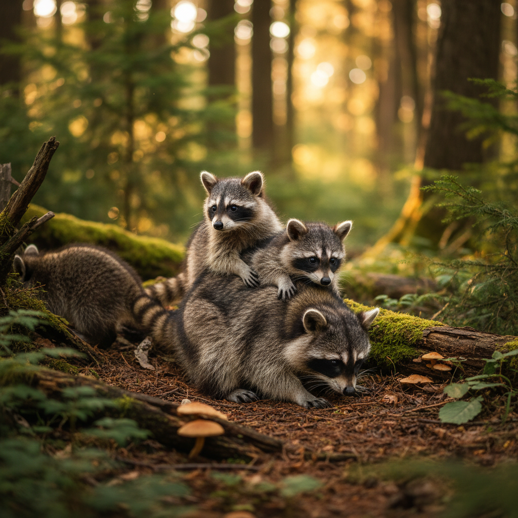 Beautiful wildlife family in nature