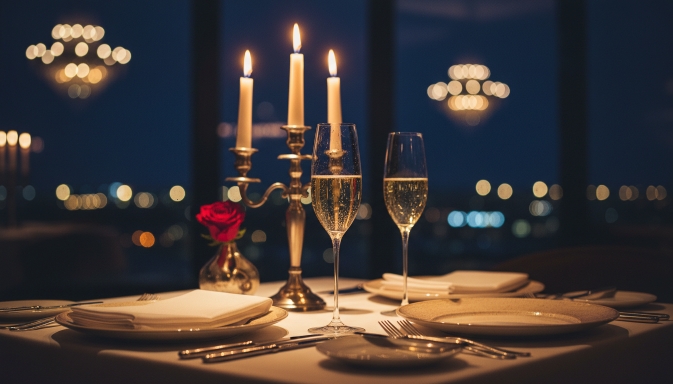Luxury dining experience with warm candlelight