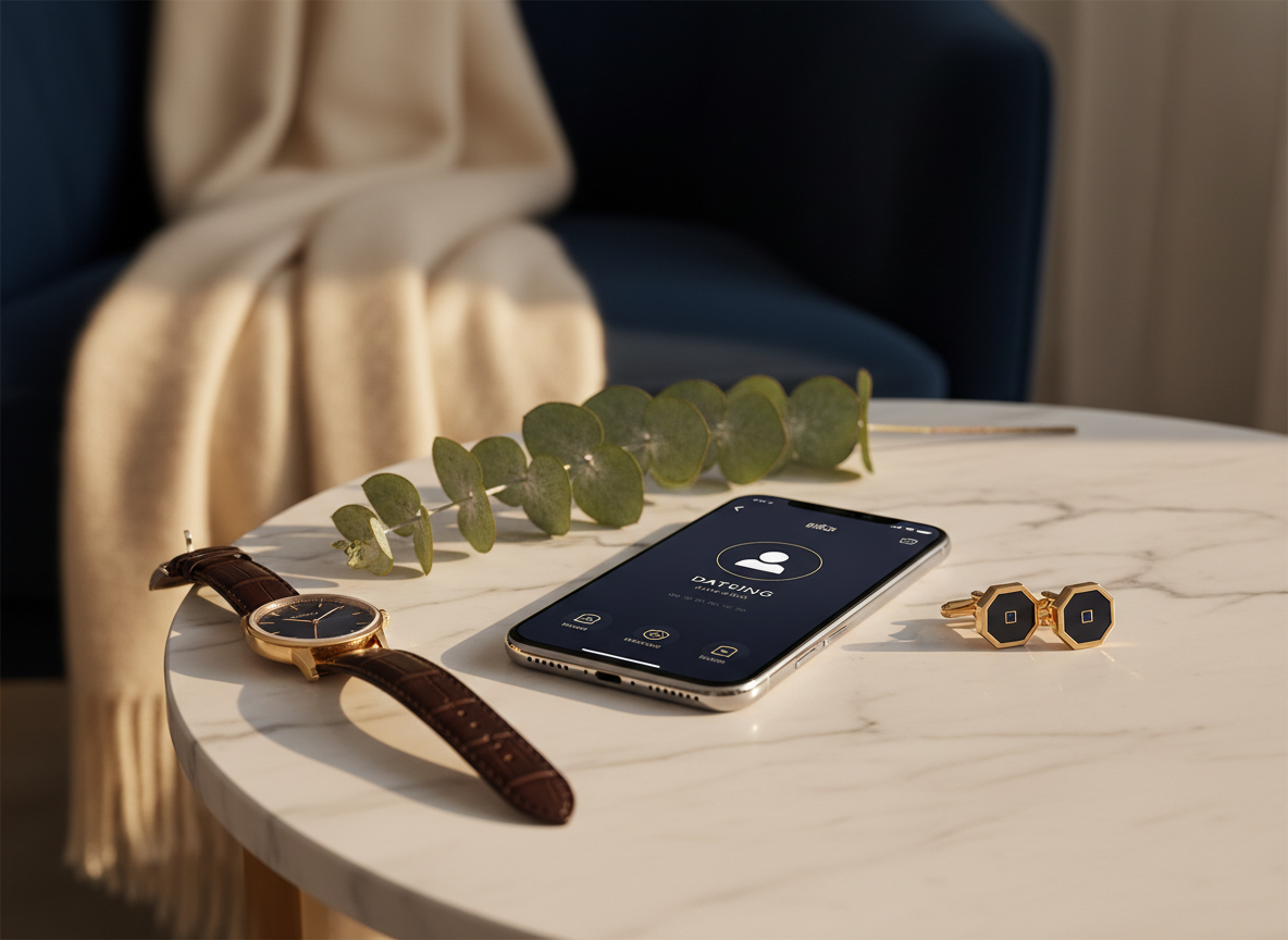 Kourted luxury dating app on marble surface