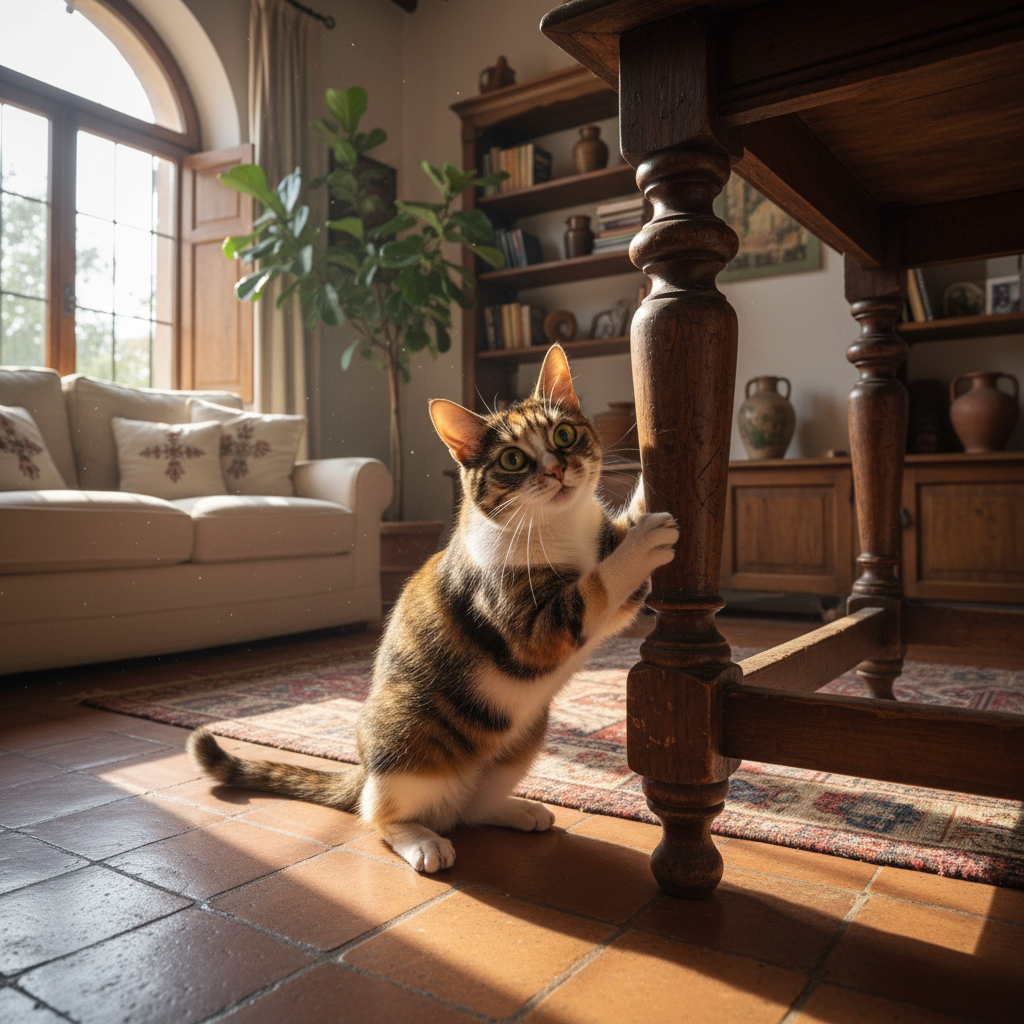 Gatto che Graffia i Mobili: Perché lo Fa e Come Evitarlo