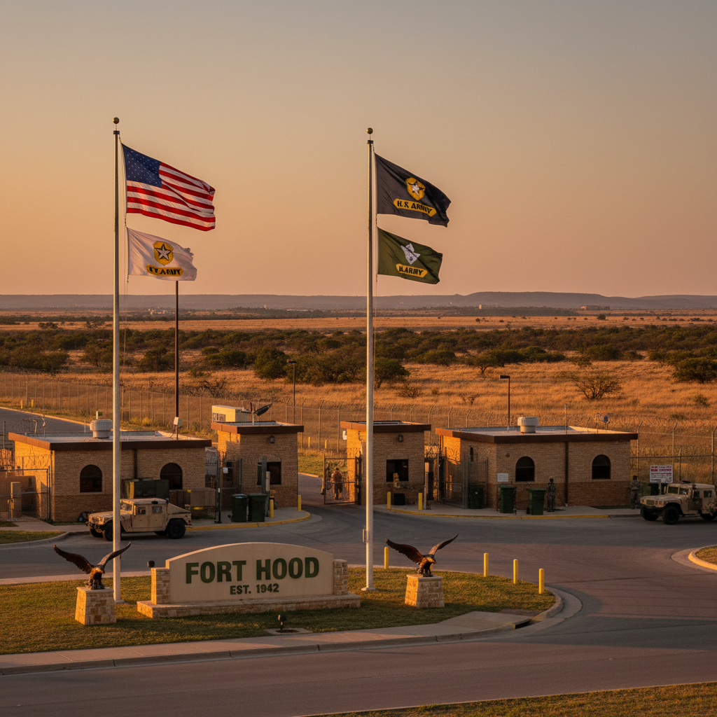 Military base entrance near Fort Hood Texas