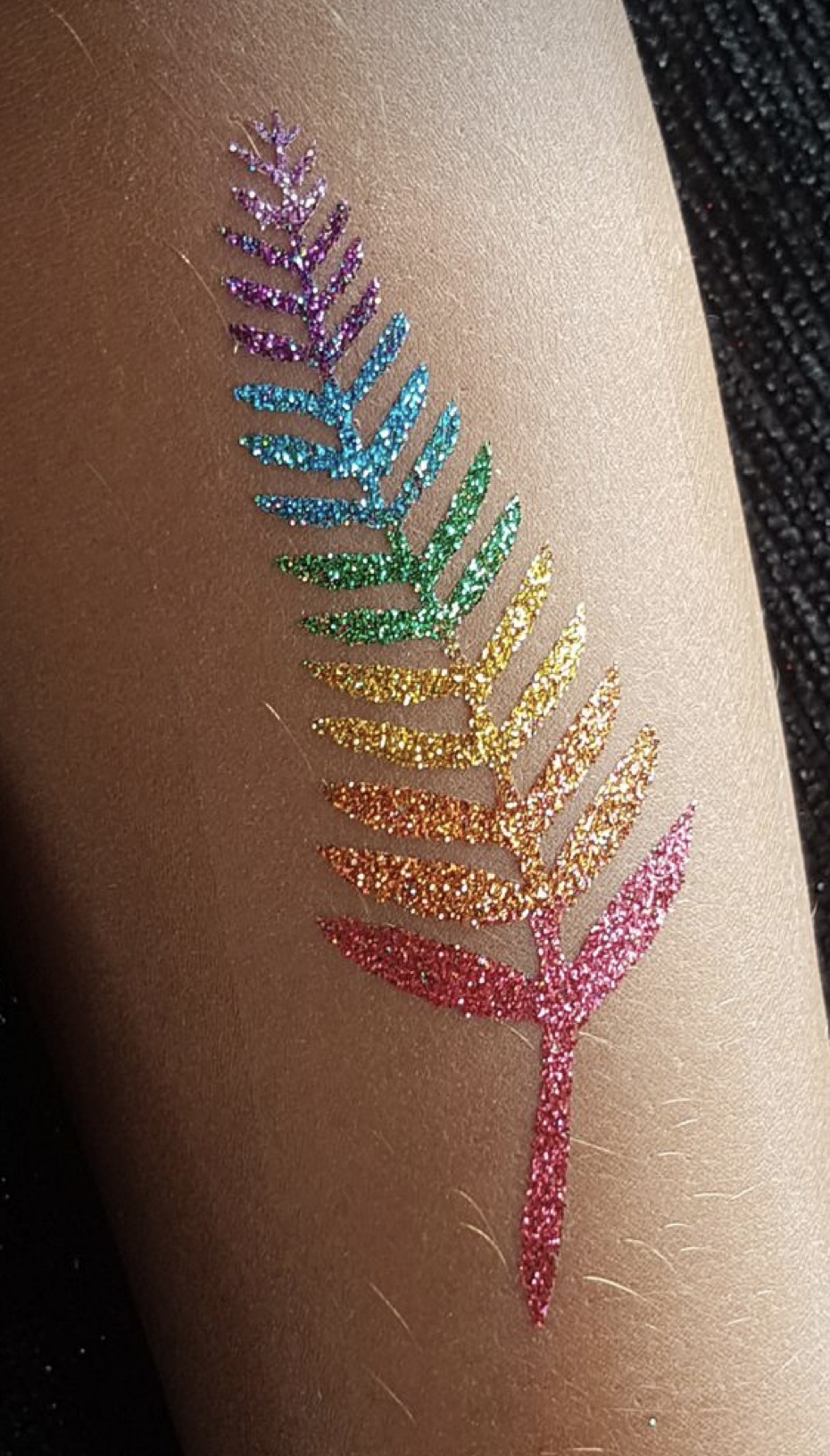 Rainbow fern glitter tattoo