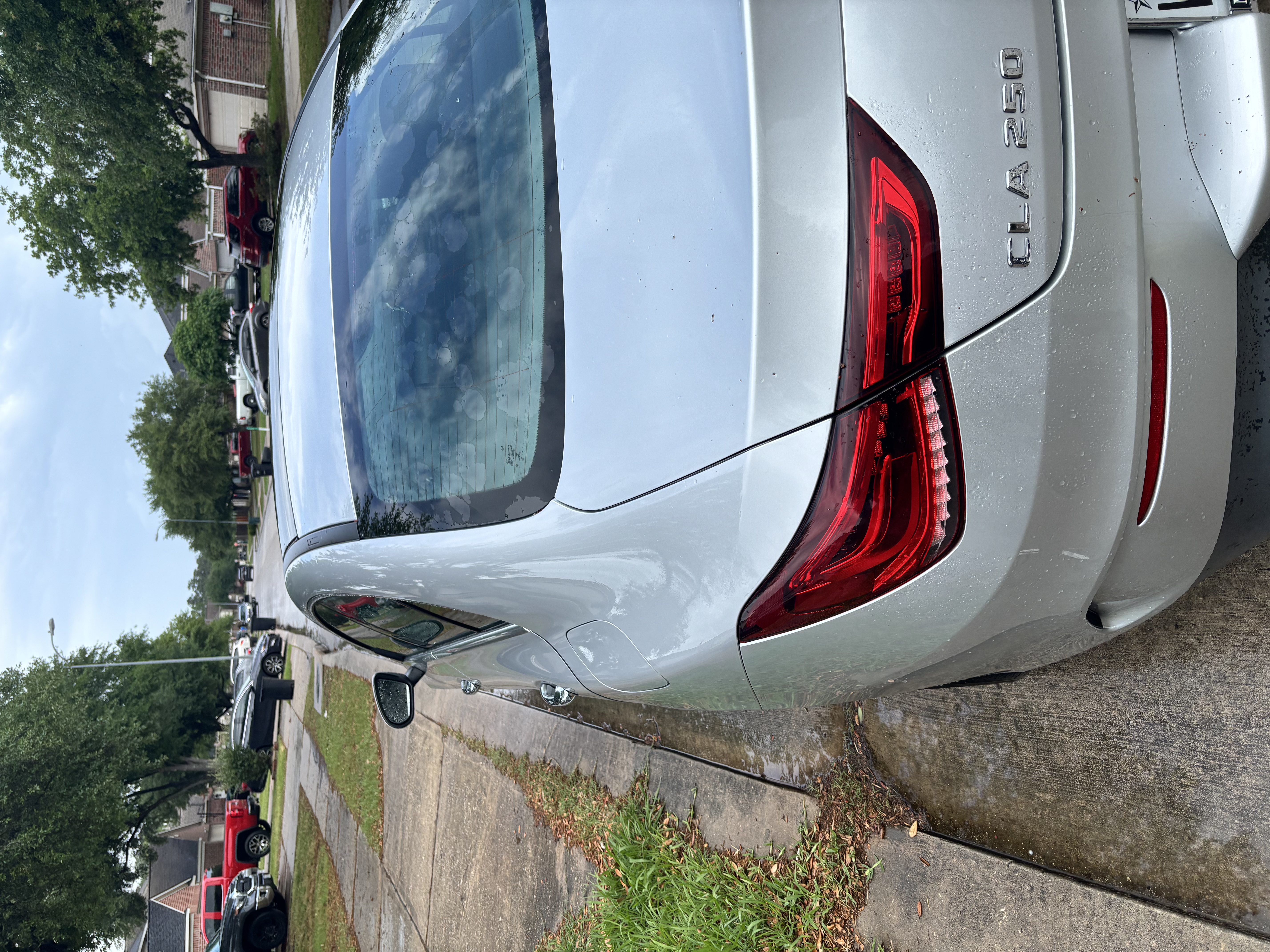 Silver Mercedes CLA 250 rear detail