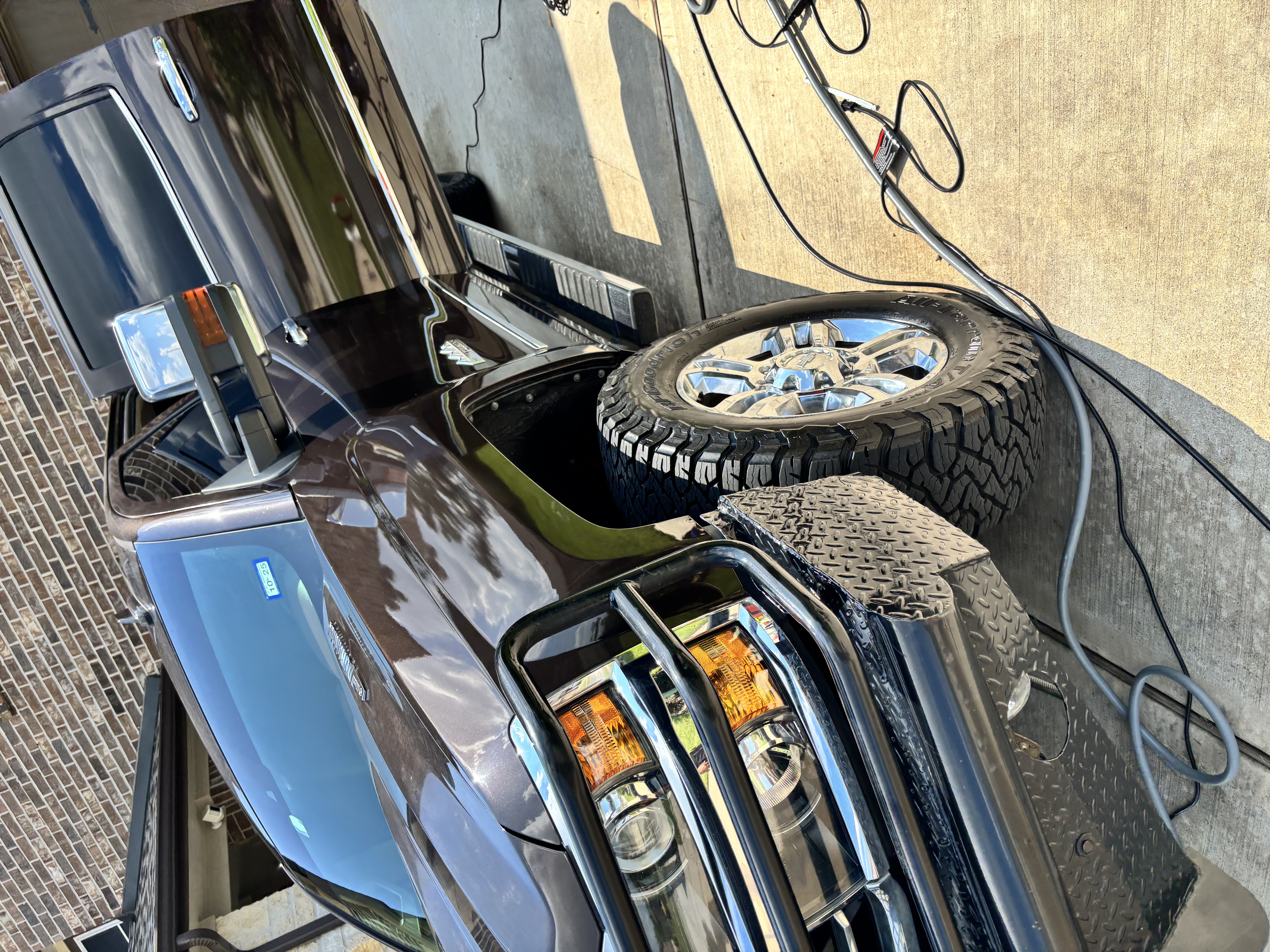 Detailing a dark pickup truck front end