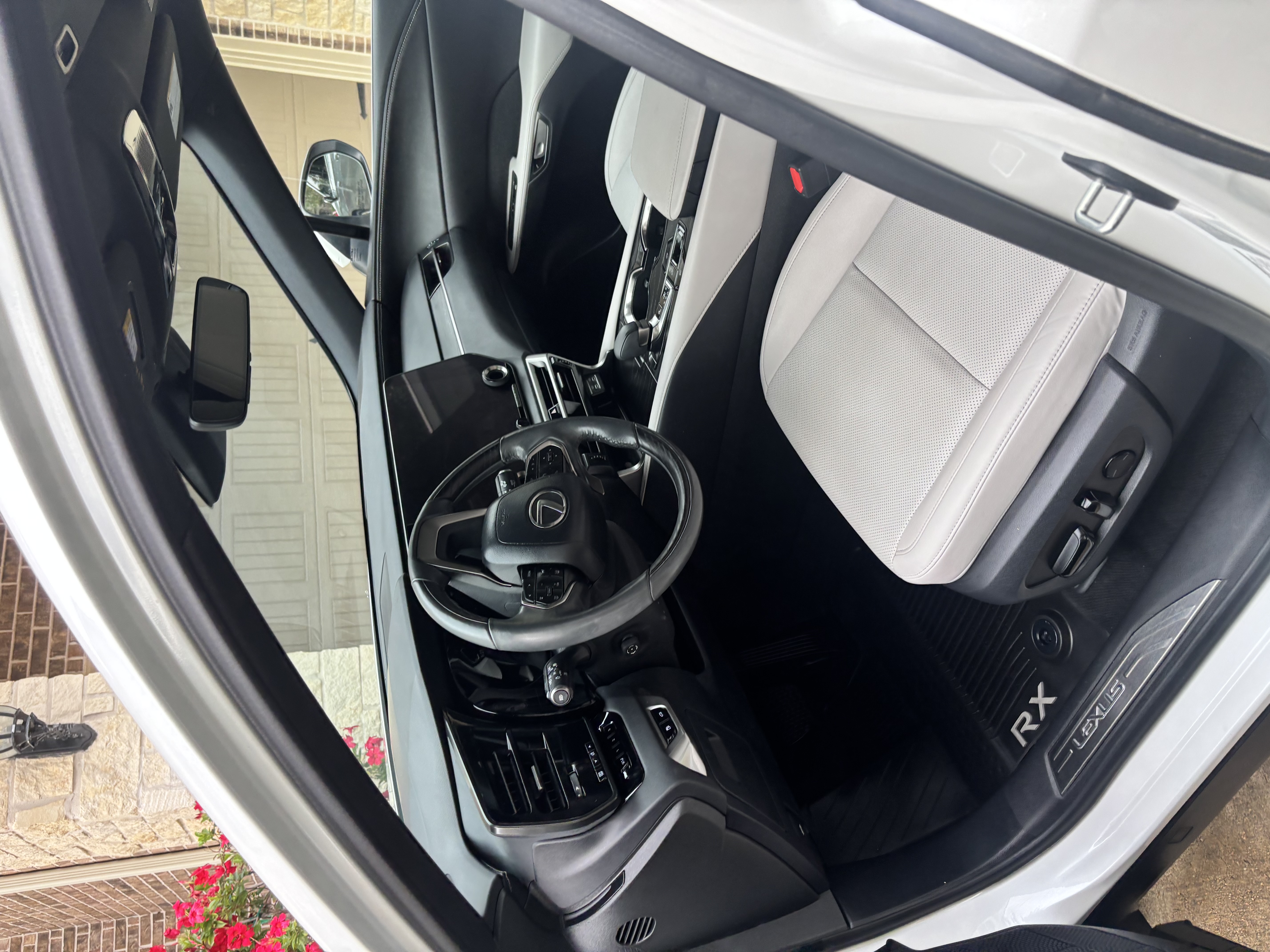 White Lexus interior with leather seats