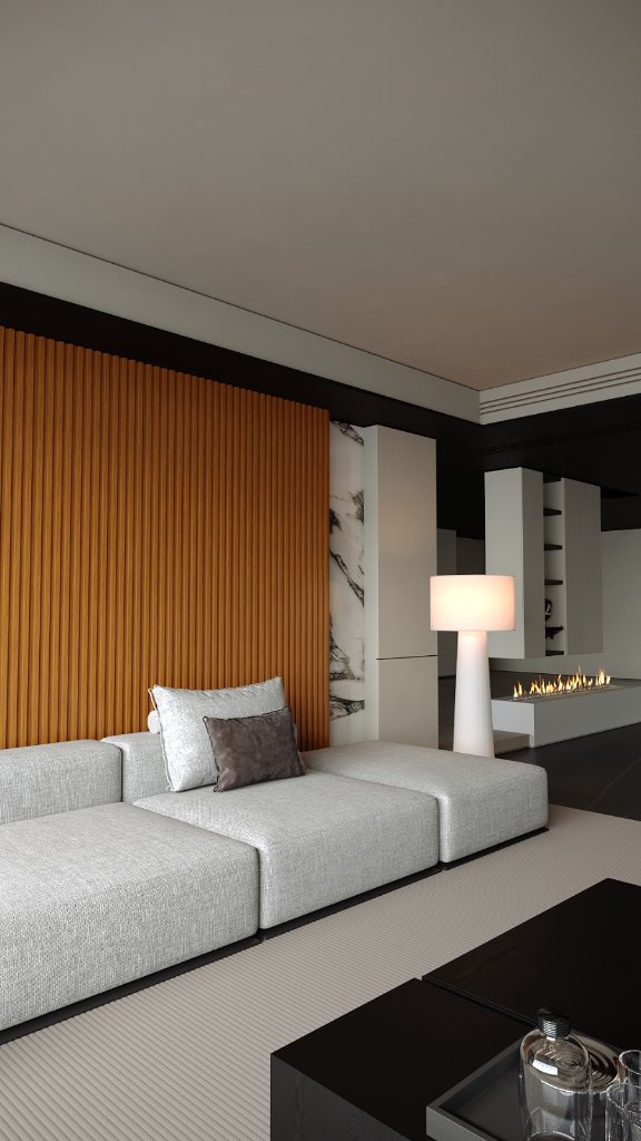 Ambiente com painel ripado laminado