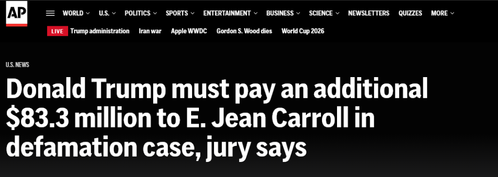 $83.3 million verdict AP headline