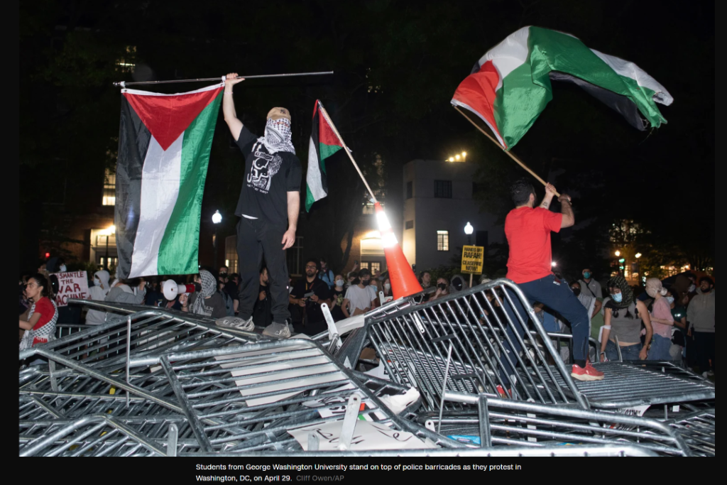 GWU Protest — Students on Police Barricades
