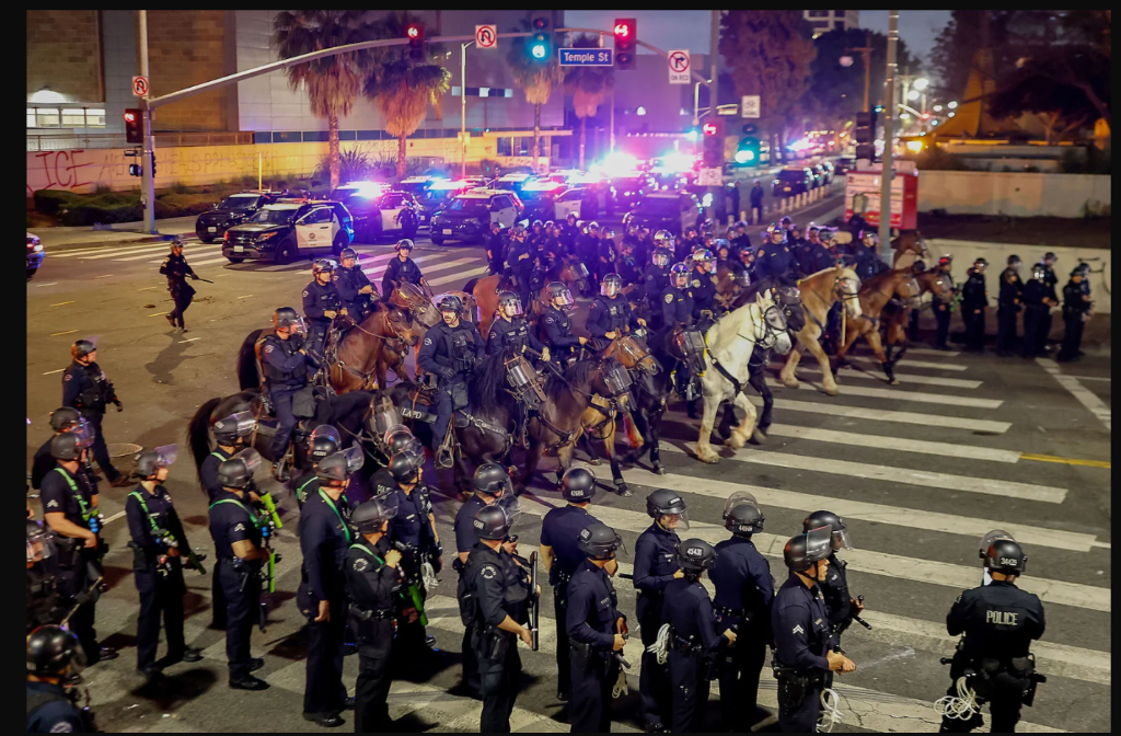 LAPD mounted police night