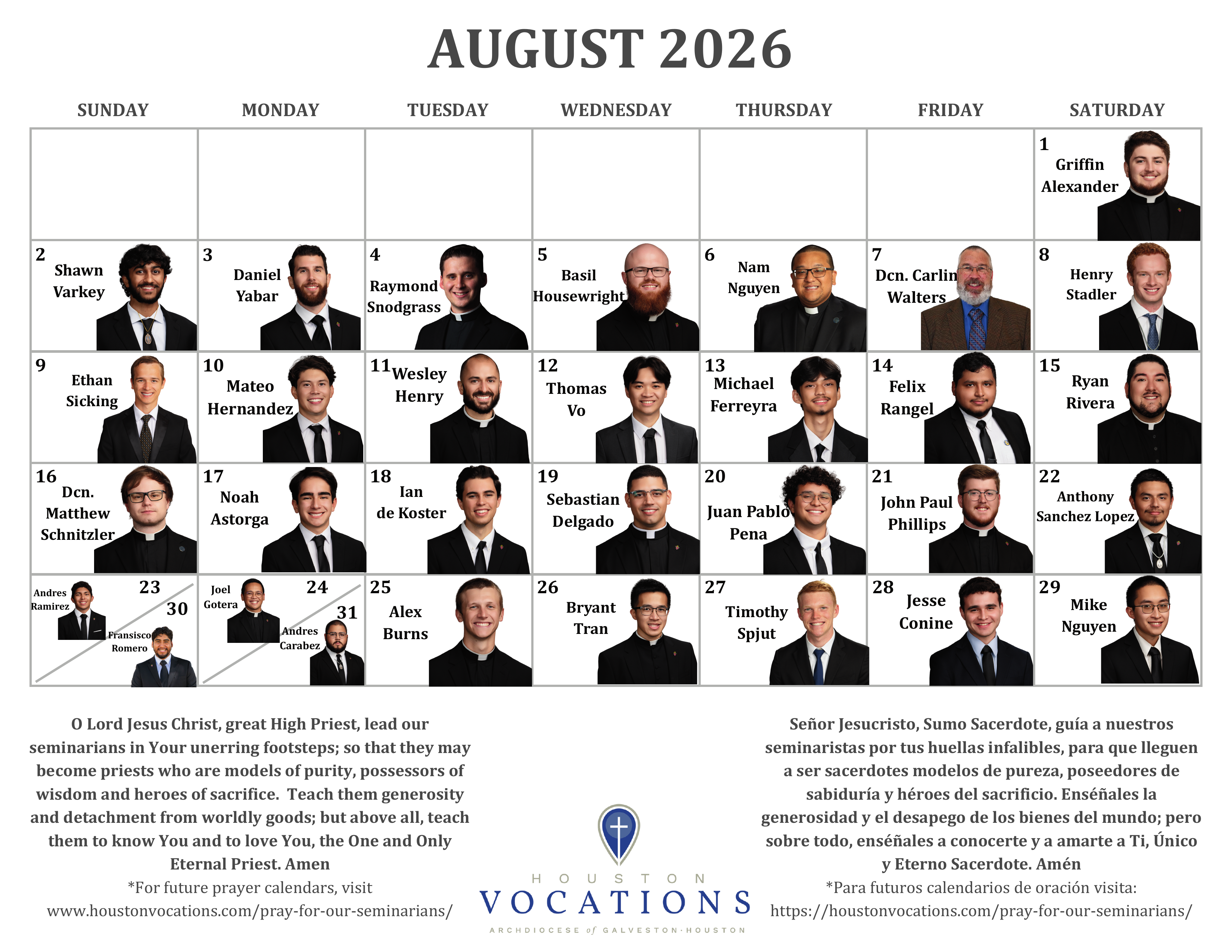 August 2026 Prayer Calendar