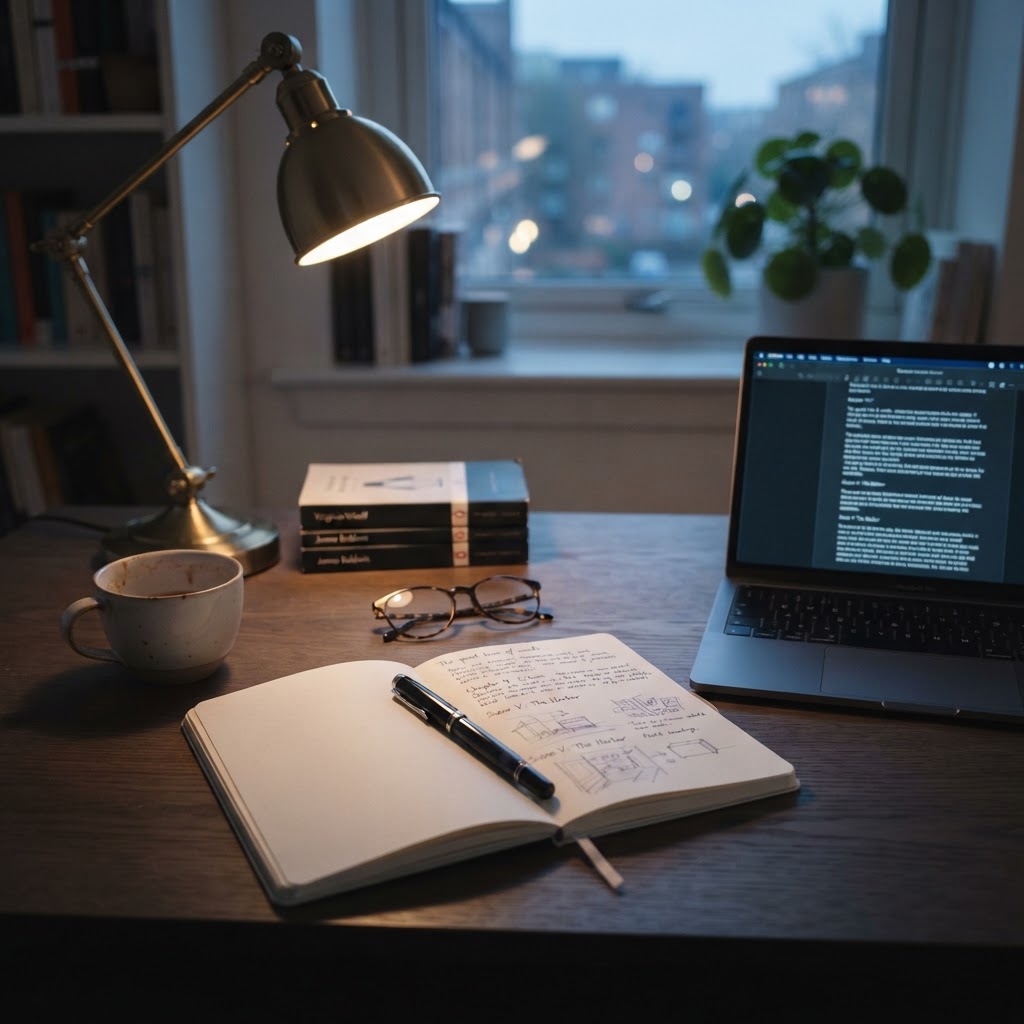A writer's desk workspace