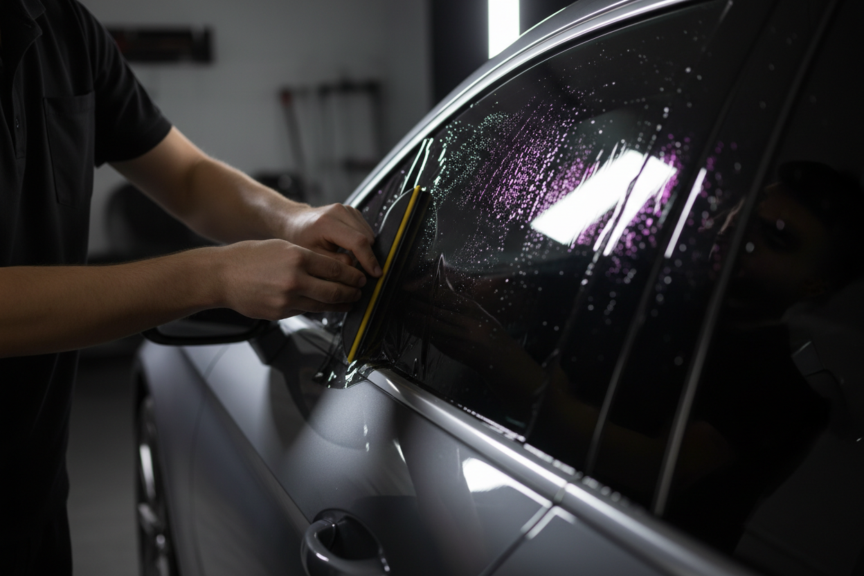 Professional window tint application