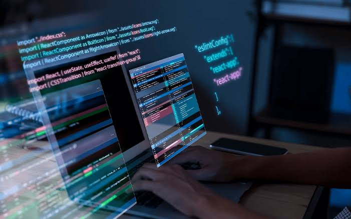 Developer coding at night