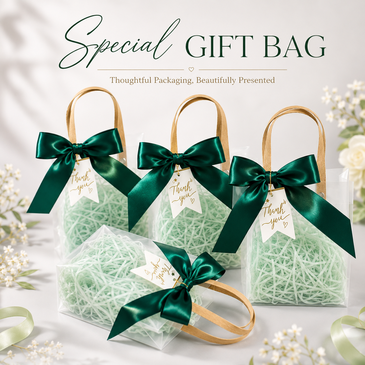 Special Gift Bag — Dark Green Ribbon
