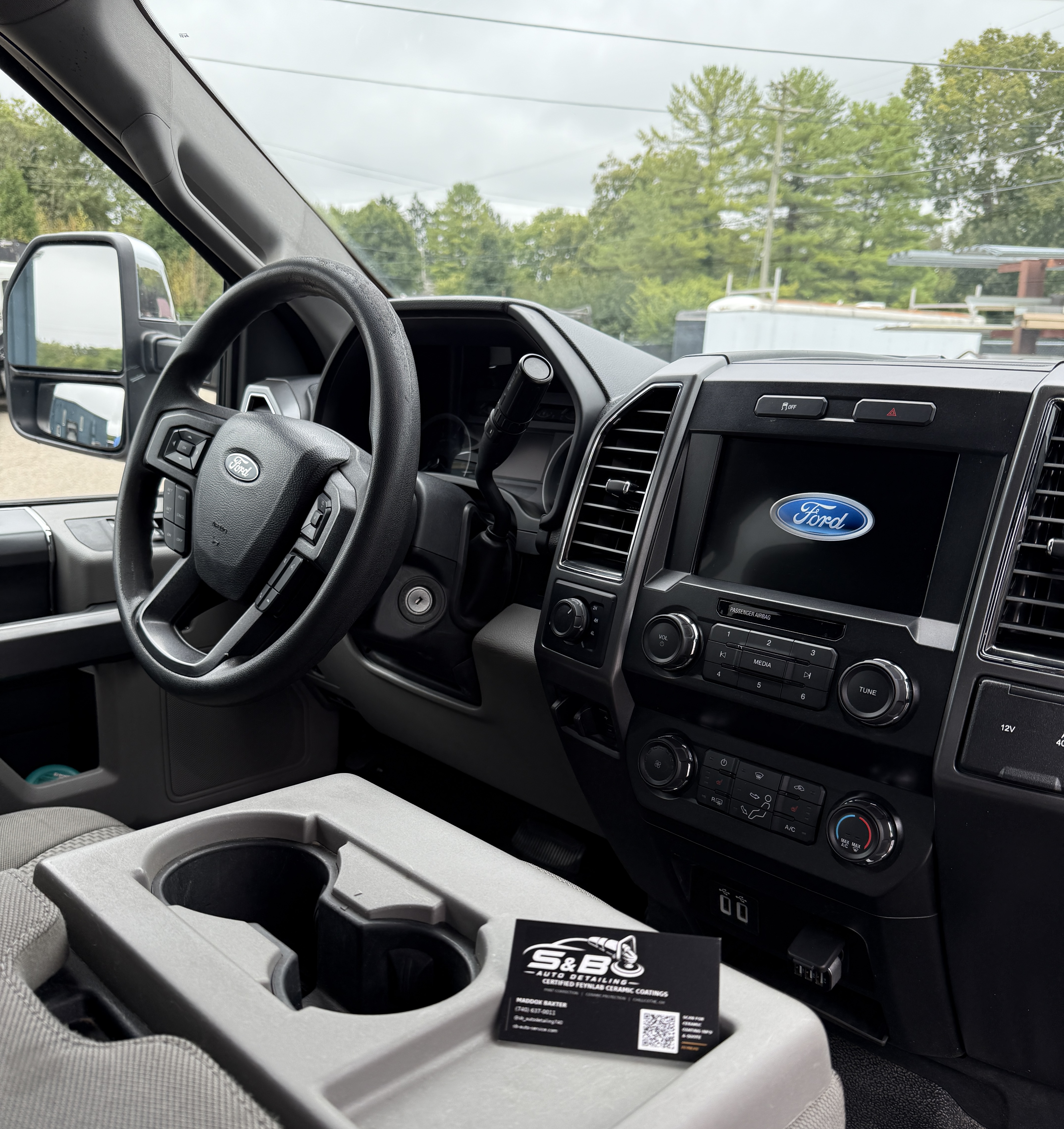 Clean truck interior with detailed center console