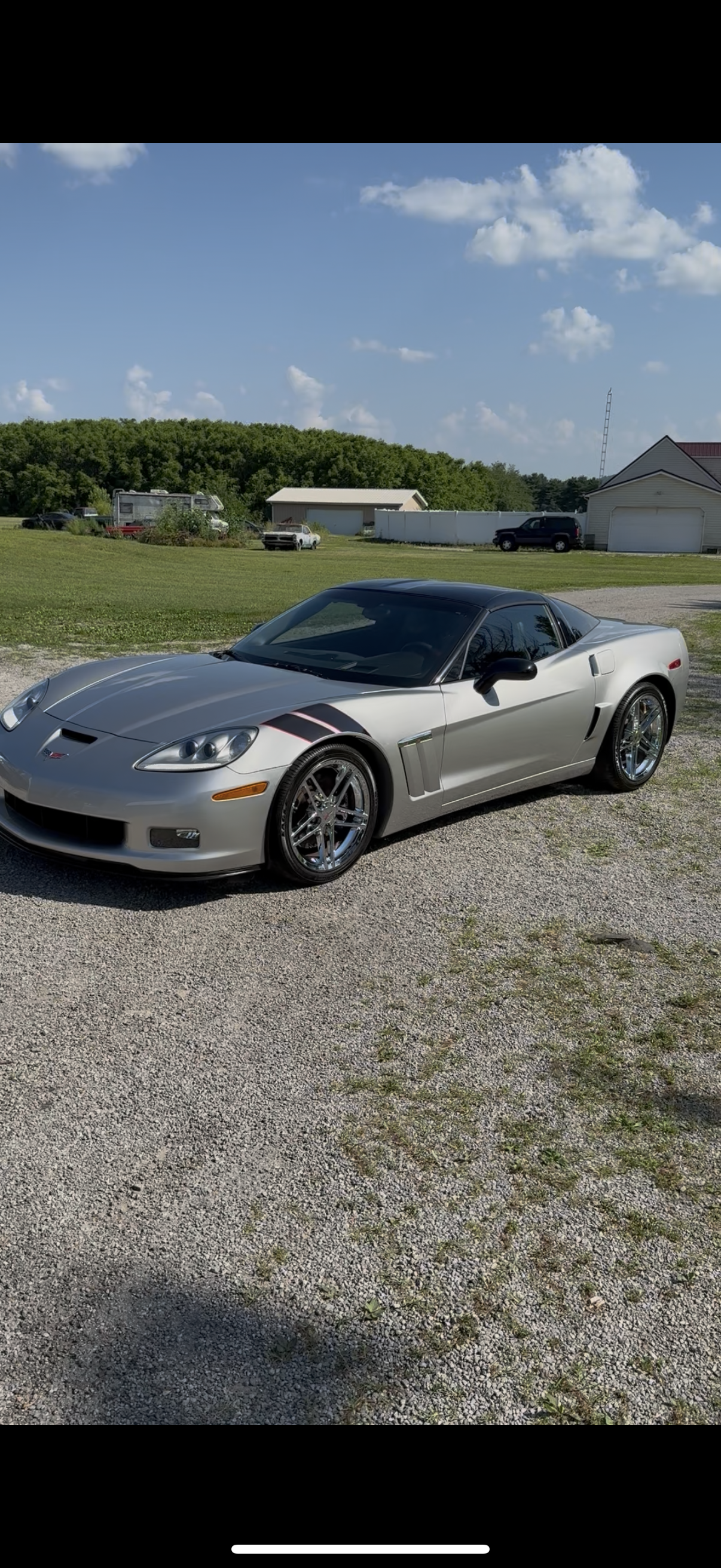 Silver Corvette after professional exterior detailing and paint protection by S&B Auto Detailing in Chillicothe, Ohio