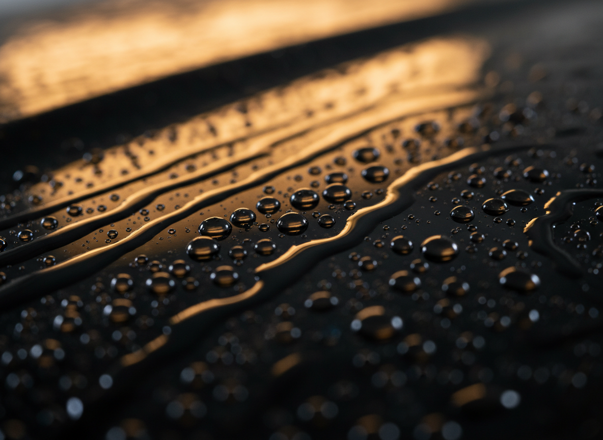 Hydrophobic water beading on a ceramic-coated vehicle finish at S&B Auto Detailing in Chillicothe, Ohio