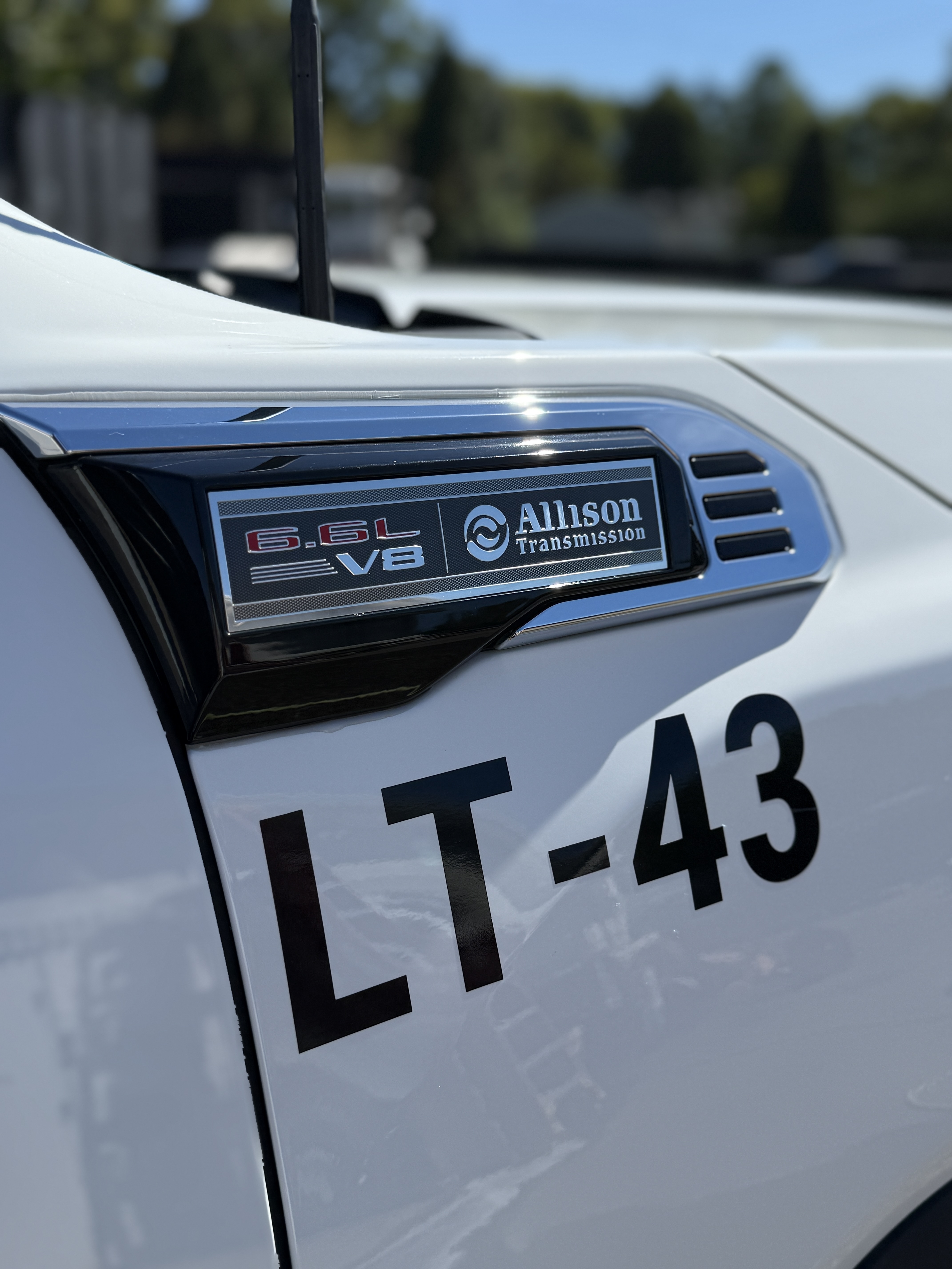 Polished exterior badge and chrome trim