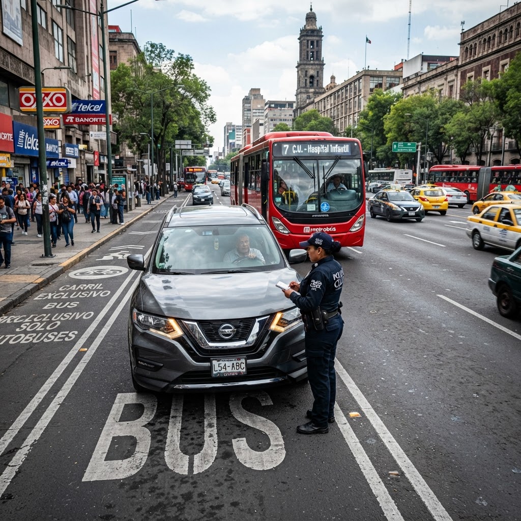 Conductora debe más de un millón de pesos en multas tras invadir el Metrobús
