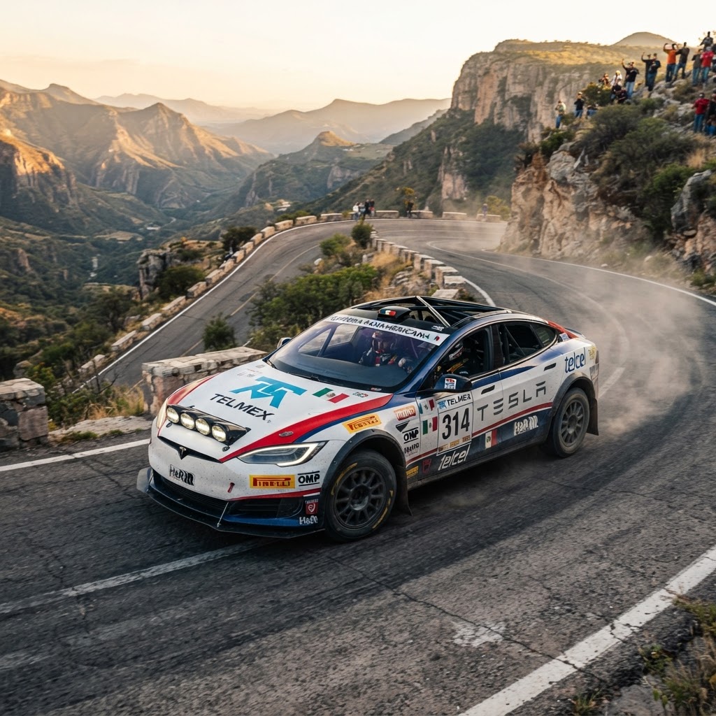 Un Tesla Model S desafía los límites en la Carrera Panamericana 2026