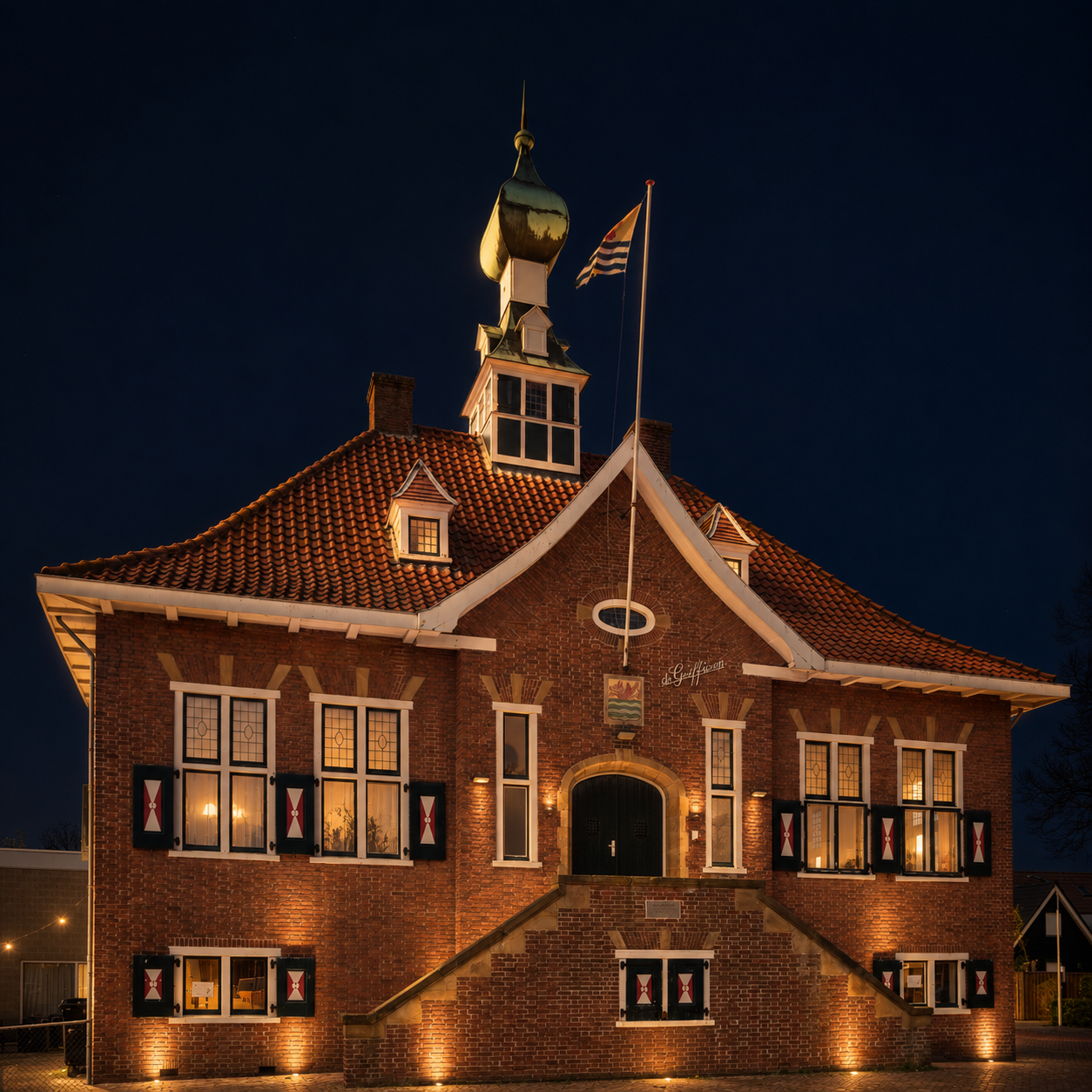 Herberg De Griffioen als luxe boutique herberg in Wolphaartsdijk bij avondlicht