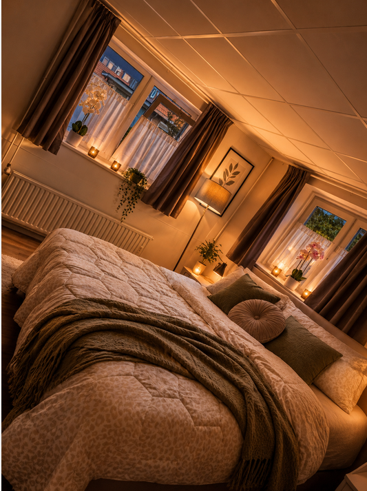 Warme boutique hotelkamer met gedekte bedopmaak bij Herberg De Griffioen