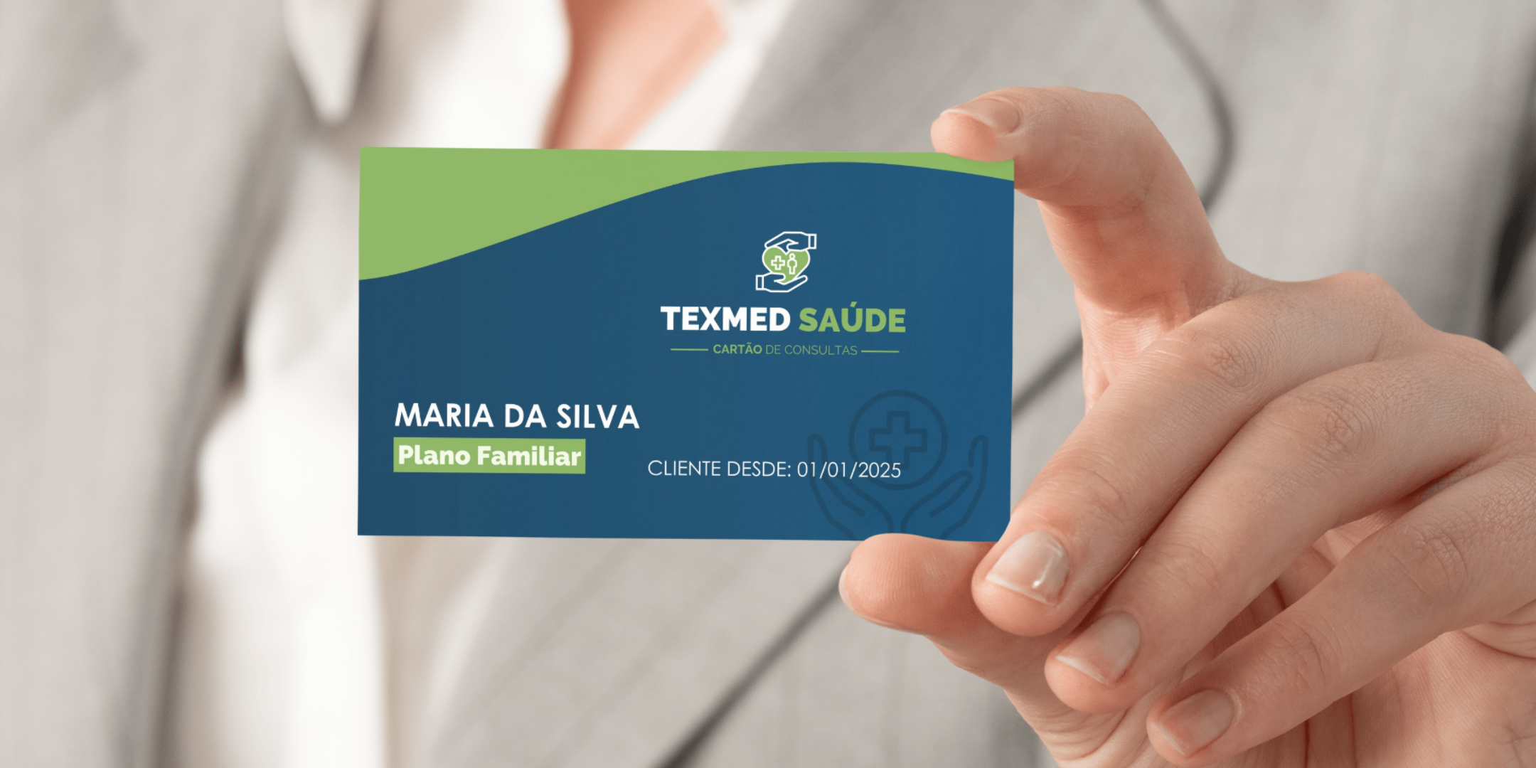 Cartão de benefícios de saúde em ambiente clínico