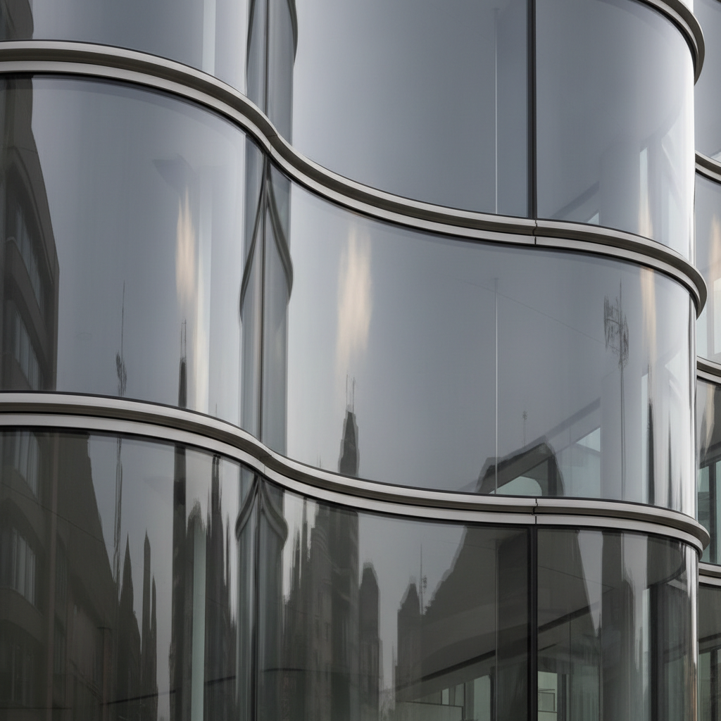 Curved architectural glass facade