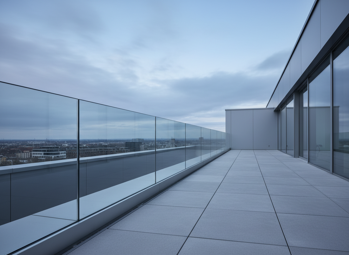 Modern glass balustrade installation