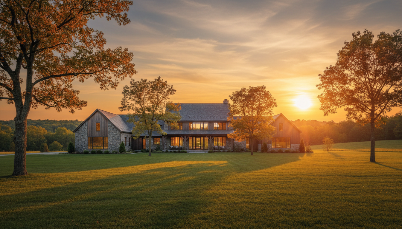 Luxury estate at golden hour