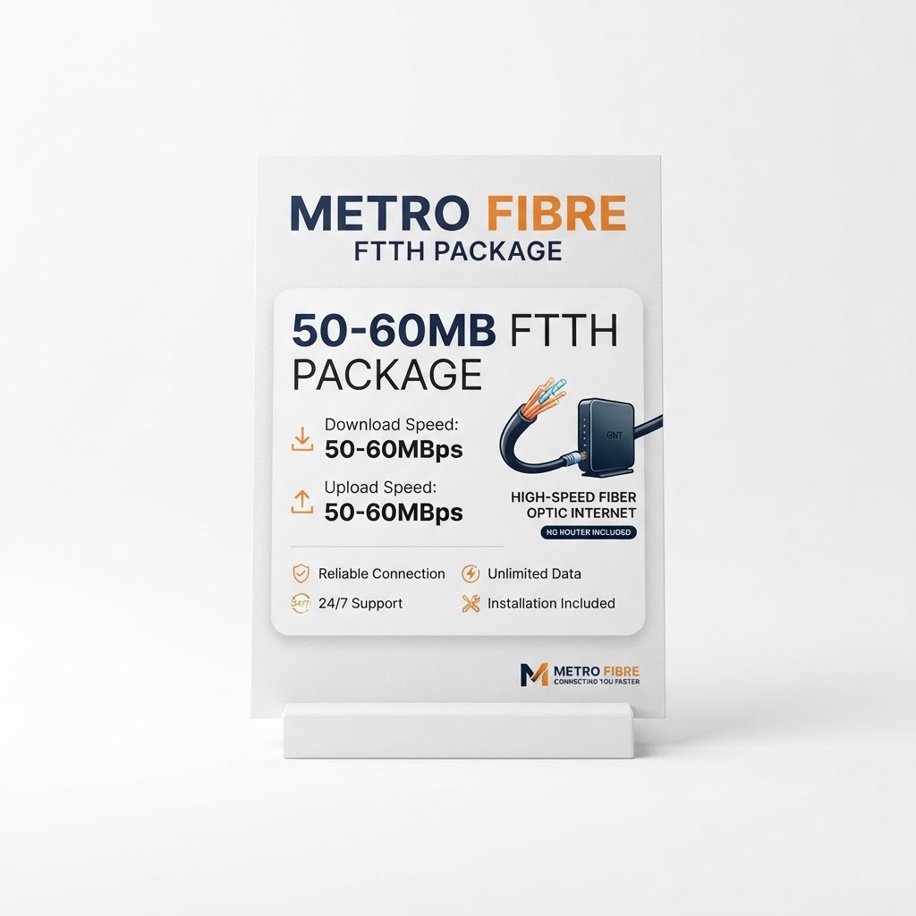 Metro Fibre 50-60MB FTTH Package