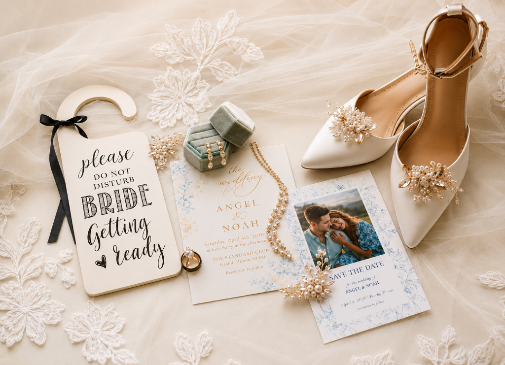 A floral wedding stationery suite with elegant paper details