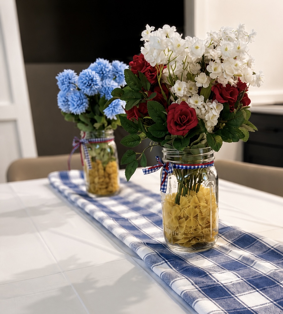 Blue and Red Flowers