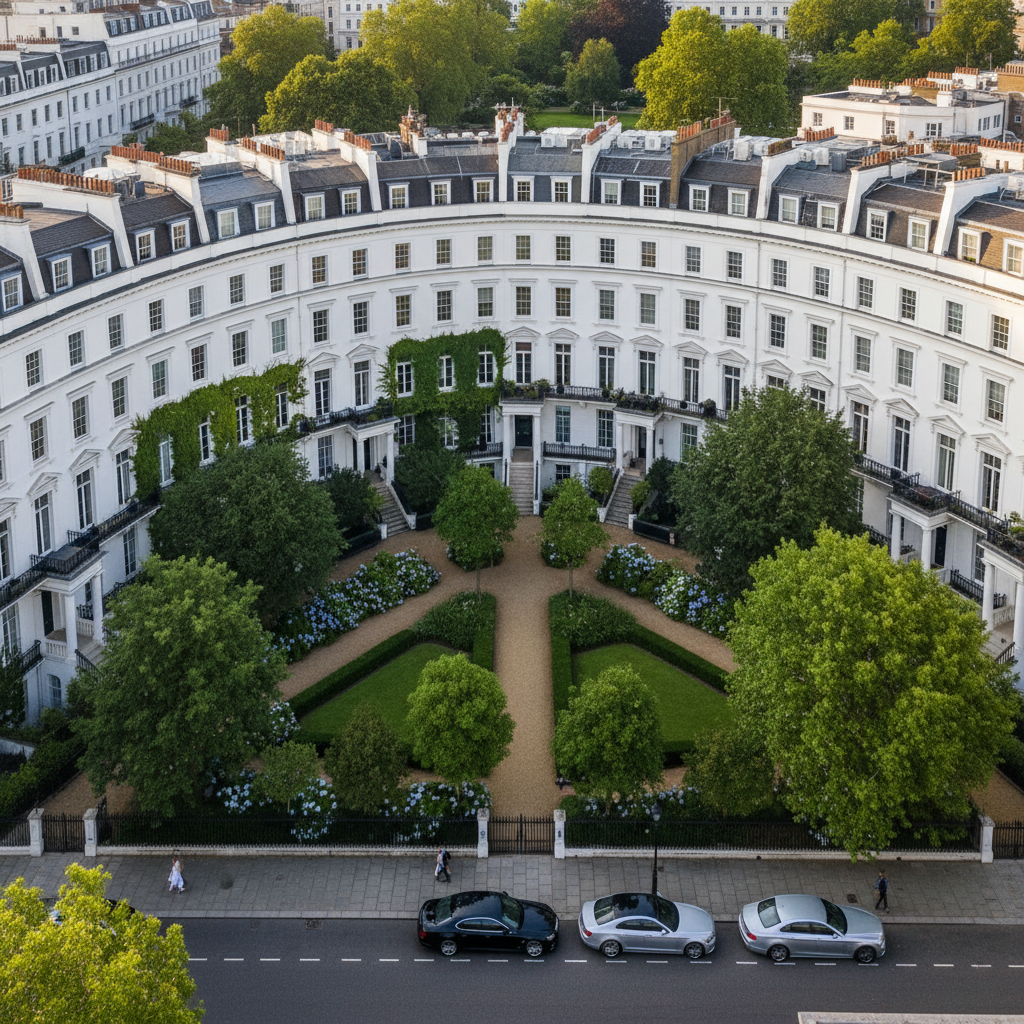 Row of period townhouses on a Belgravia garden square, London — RARE Plumbing London boiler care for estate managers