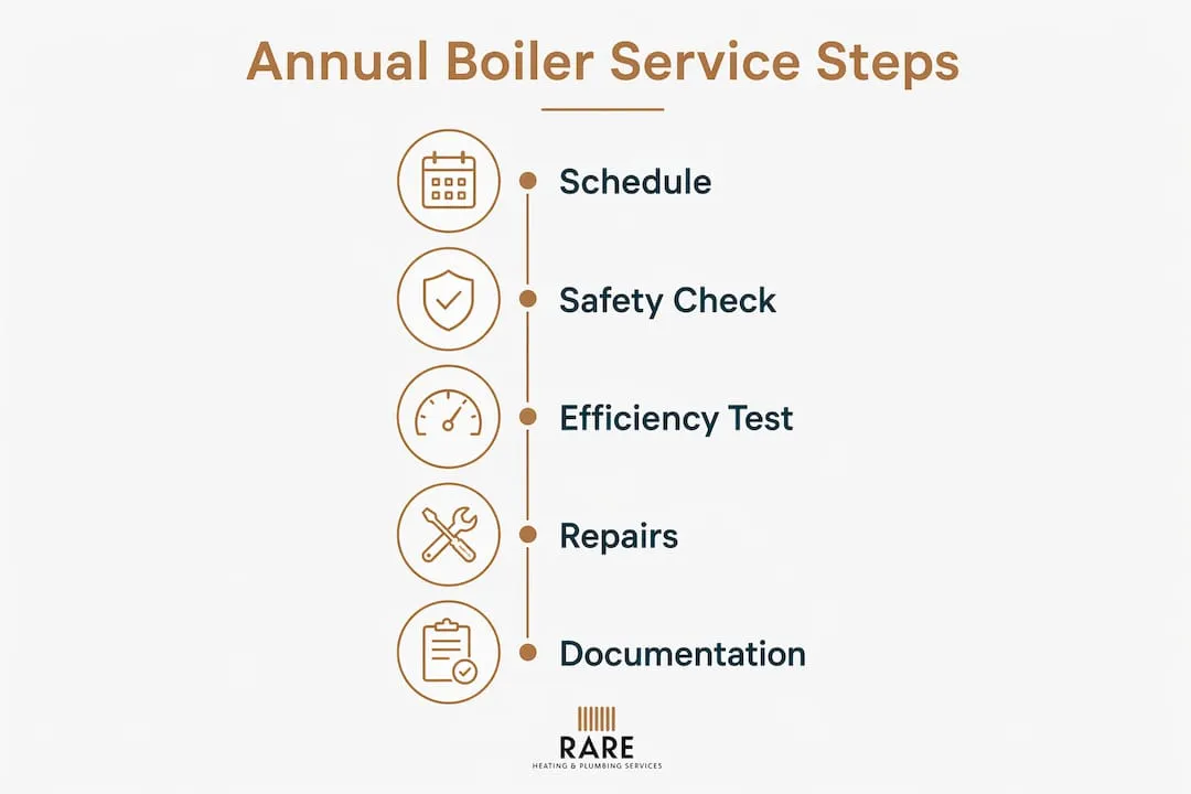 Infographic outlining boiler service steps
